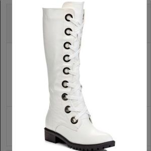 Brand New White combat pleather boots